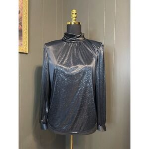 Lauren‎ Lee Vintage Long Sleeve Black Blouse Top 8